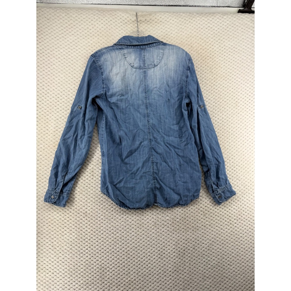 Cloth & Stone Button Down Shirt Women Small Blue Tencel Roll Tab Sleeve Chambray - Picture 8 of 8